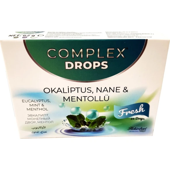 Complex Drops Bitkisel Boğaz Pastili Okaliptus, Nane & Mentollü 24 Drops ürün görseli 1