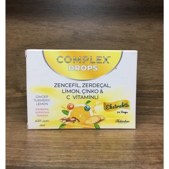 Hekimhan Complex Drops Zencefil, Zerdeçal, Limon, Çinko & C Vitaminli Ekstraktlı Pastil 24 Drops ürün görseli 1