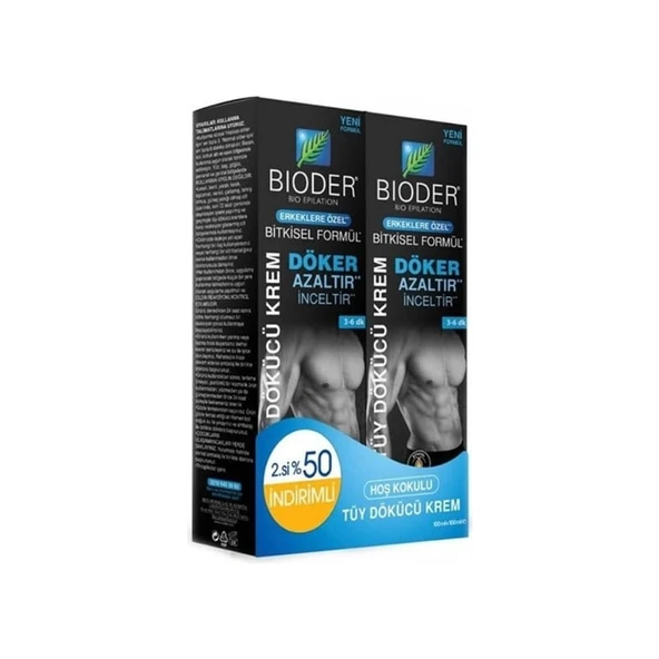 Bioder Tüy Dökücü Krem 2x100 ml - Erkekler için Derinlemesine Nemlendirici ve Tüy Azaltıcı Özellikli ürün görseli 1