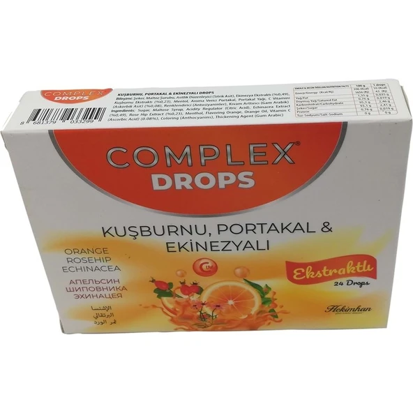 Hekimhan Kuşburnu Portakal Ekinezyalı Pastil Complex Drops 24LÜ ürün görseli 1