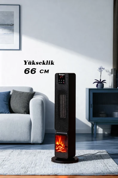 Hoogar German 2701 L Siyah OLED Şömineli Ekran Dijital Göstergeli Kule Tipi Seramik Hızlı Isıtıcı ürün görseli 1