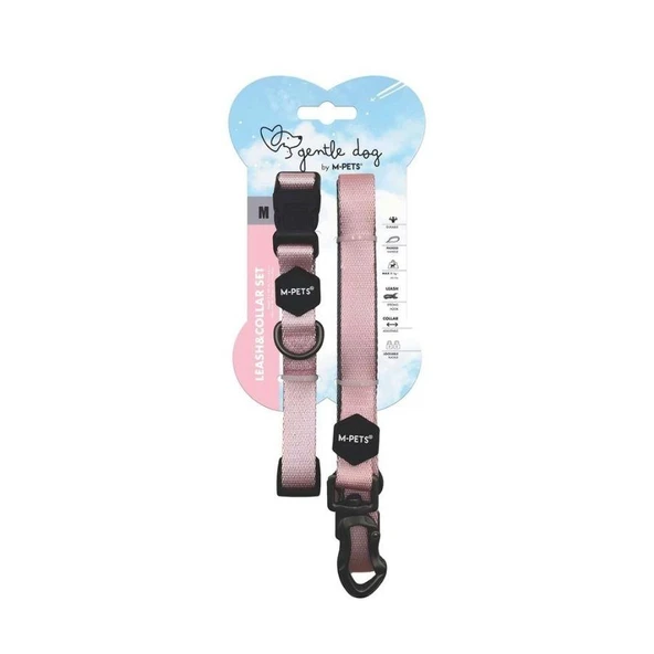 M-Pets Gentle Köpek Boyun Tasması ve Gezdirme Kayışı Seti Pembe M ürün görseli 1