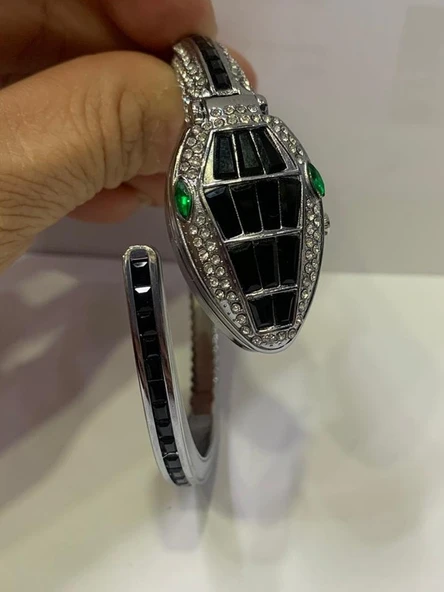 Metal Renk Yılan Saat,Kapaklı, Dolamalı Saat, Kol Saati-C23 ürün görseli 1