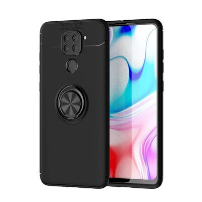 Moby Shop Redmi Note 9 Ultra Koruma Sağlayan Stand Özellikli RingGuard Yüzüklü Silikon Kılıf ürün görseli 1
