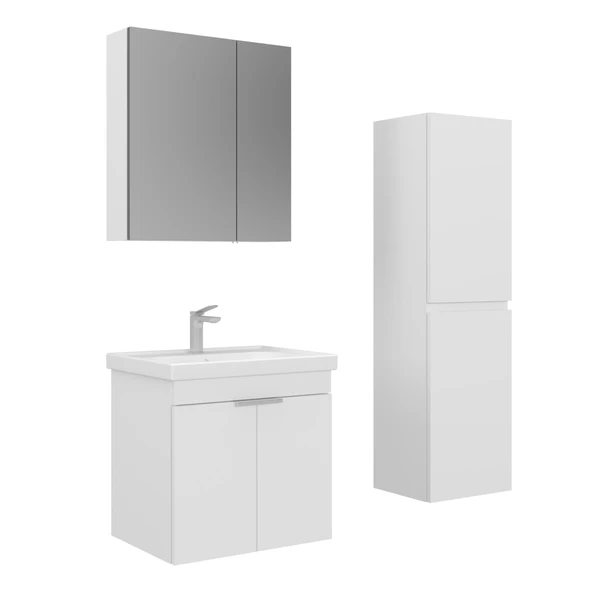 Orka Desna 60 cm Mat Beyaz Banyo Dolabı Takımı ve Boy Dolabı ürün görseli 1