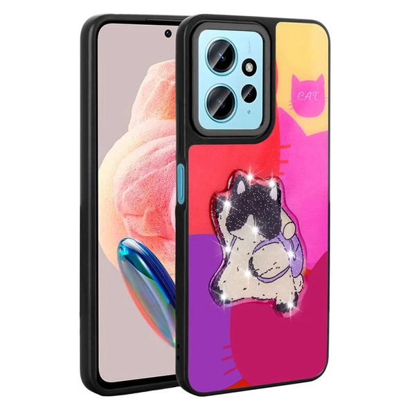 Moby Shop Redmi Note 12 4G Kılıf Parlak Simli Ve Şirin Hayvan Figürlü Whimsy Premium Silikon Kapak ürün görseli 1