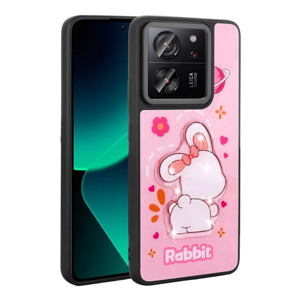 Moby Shop Xiaomi Mi 13T Pro Kılıf Parlak Simli Ve Şirin Hayvan Figürlü Whimsy Premium Silikon Kapak ürün görseli 1