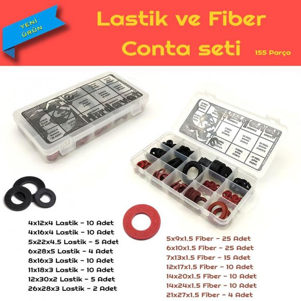 Kauçuk ve Fiber Conta Seti, 155 Parça ürün görseli 1