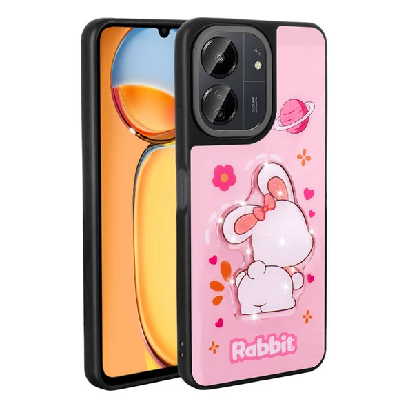 Moby Shop Redmi 13C Kılıf Parlak Simli Ve Şirin Hayvan Figürlü Whimsy Premium Silikon Kapak ürün görseli 1