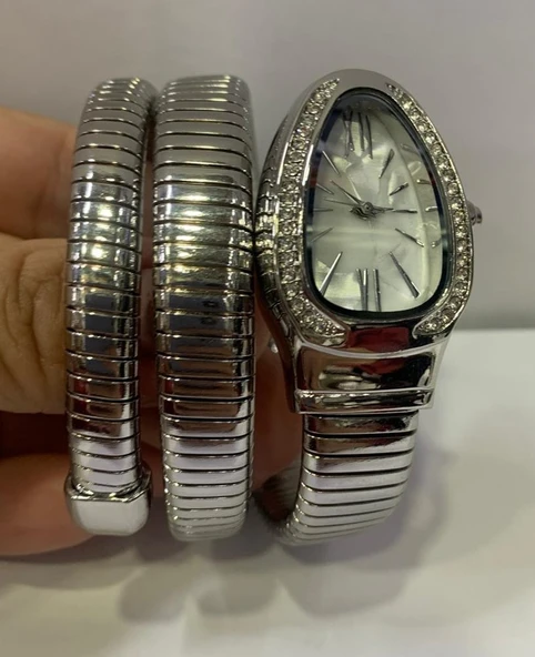 Metal Renk Yılan Dolamalı Saat, Kol Saati-C24 ürün görseli 1
