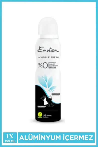 Emotion Invisible Fresh Black & White Kadın Deodorant 150ml Vegan, Leke Bırakmaz ürün görseli 1