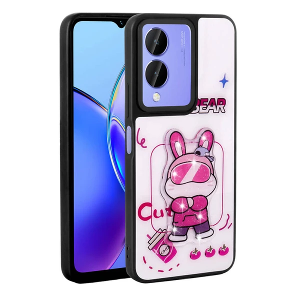 Moby Shop Vivo Y17S Kılıf Parlak Simli Ve Şirin Hayvan Figürlü Whimsy Premium Silikon Kapak ürün görseli 1