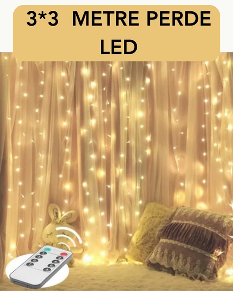 3x3 Metre Perde LED Işık – Parti ve Bahçe Dekorasyonu ürün görseli 1