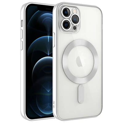 Moby Shop iPhone 12 Pro Max Kılıf Kenarları Renkli ve Magsafe Halkalı Şık Auraq Premium Silikon Şeffaf ürün görseli 1