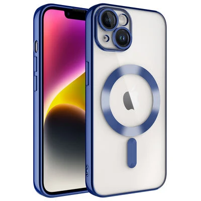 Moby Shop iPhone 14 Plus Kılıf Kenarları Renkli ve Magsafe Halkalı Şık Auraq Premium Silikon Şeffaf ürün görseli 1