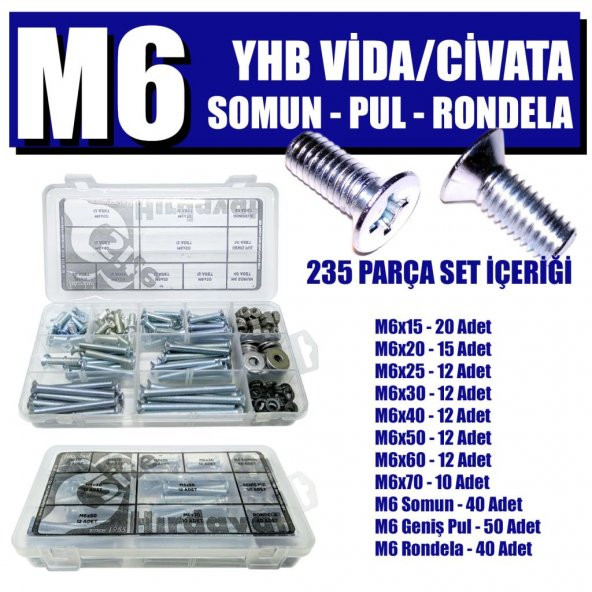 235 Parça M6 YHB Vida Seti ürün görseli 1