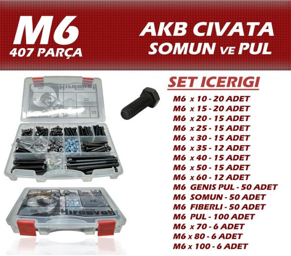 407 Parça M6 AKB Cıvata Seti ürün görseli 1