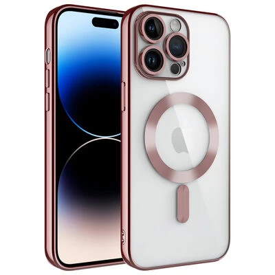 Moby Shop iPhone 14 Pro Max Kılıf Kenarları Renkli ve Magsafe Halkalı Şık Auraq Premium Silikon Şeffaf ürün görseli 1