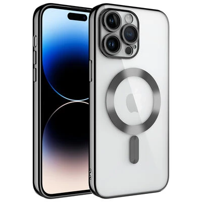 Moby Shop iPhone 14 Pro Kılıf Kenarları Renkli ve Magsafe Halkalı Şık Auraq Premium Silikon Şeffaf ürün görseli 1