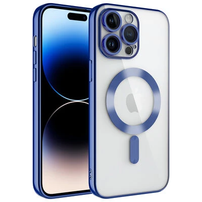Moby Shop iPhone 14 Pro Max Kılıf Kenarları Renkli ve Magsafe Halkalı Şık Auraq Premium Silikon Şeffaf ürün görseli 1