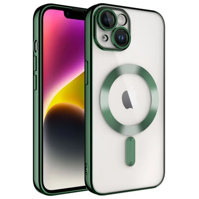 Moby Shop iPhone 14 Kılıf Kenarları Renkli ve Magsafe Halkalı Şık Auraq Premium Silikon Şeffaf ürün görseli 1