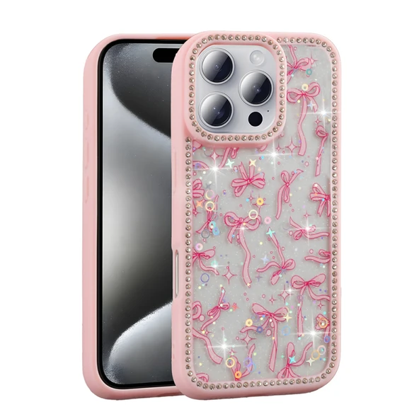 Moby Shop iPhone 16 Pro Max Kılıf Taşlı ve Sim Süsleme Tasarımlı Azra Premium Sert Silikon Kapak ürün görseli 1