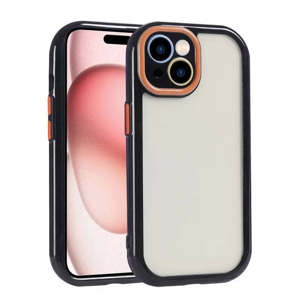 Moby Shop iPhone 15 Kılıf Kamera Korumalı Renkli Kenar ve Çerçeve Tasarımlı Kromi Kapak ürün görseli 1