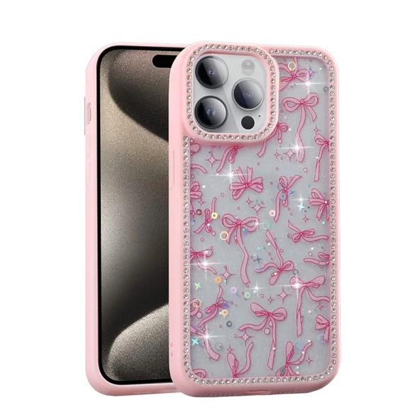 Moby Shop iPhone 14 Pro Kılıf Taşlı ve Sim Süsleme Tasarımlı Azra Premium Sert Silikon Kapak ürün görseli 1