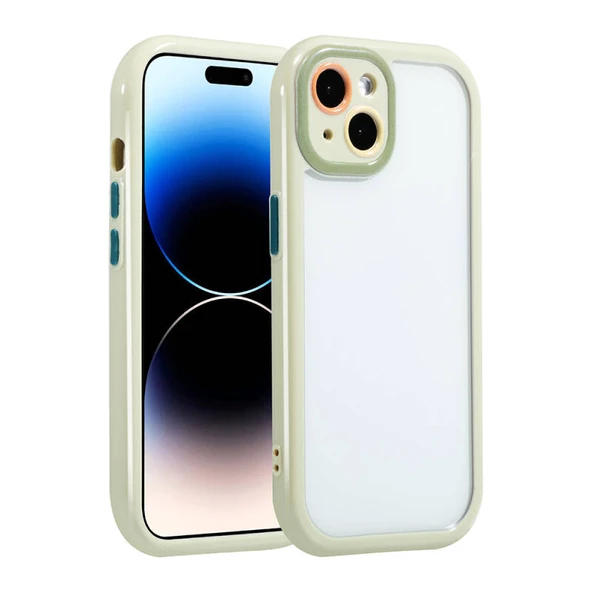 Moby Shop iPhone 14 Kılıf Kamera Korumalı Renkli Kenar ve Çerçeve Tasarımlı Kromi Kapak ürün görseli 1