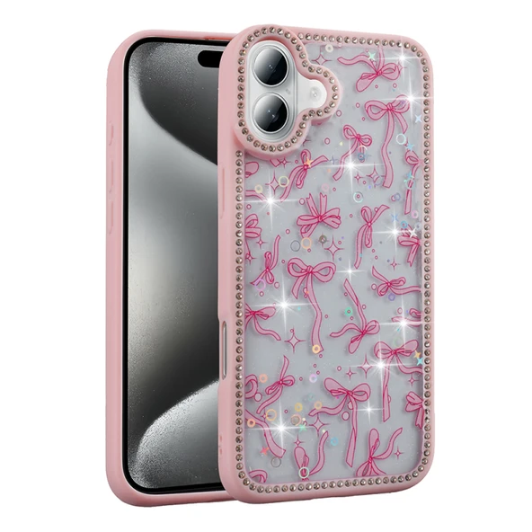 Moby Shop iPhone 16 Plus Kılıf Taşlı ve Sim Süsleme Tasarımlı Azra Premium Sert Silikon Kapak ürün görseli 1
