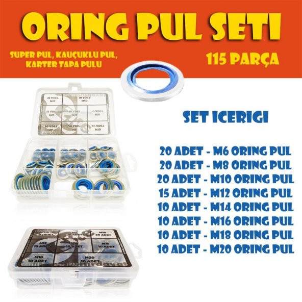 115 Parça Oringli Pul Seti ürün görseli 1