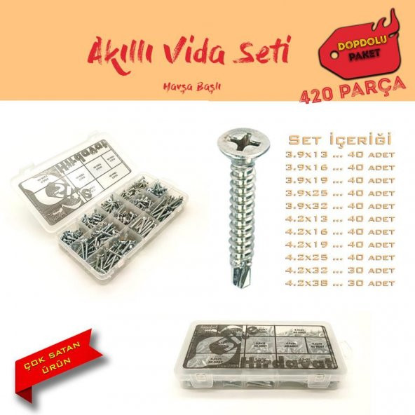 Akıllı Vida Seti - Havşa Başlı, Dopdolu Paket 420 Parça ürün görseli 1