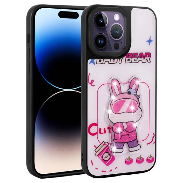 Moby Shop iPhone 14 Pro Kılıf Parlak Simli Ve Şirin Hayvan Figürlü Whimsy Premium Silikon Kapak ürün görseli 1