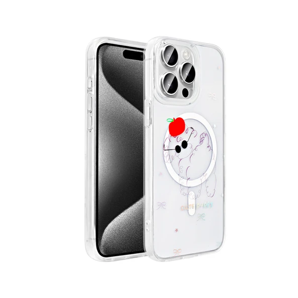 Moby Shop iPhone 15 Pro Max Kılıf MagSafe Şarj Özellikli Şeffaf Zarafet Sert Kapak ürün görseli 1