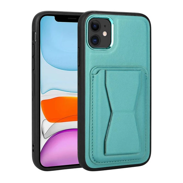 Moby Shop iPhone 11 Kılıf Kartlıklı Standlı ​Pu Deri Dermo Kapak ürün görseli 1