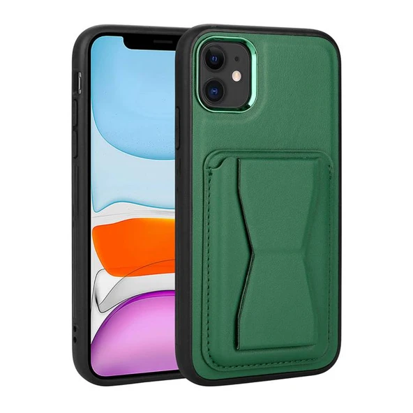 Moby Shop iPhone 11 Kılıf Kartlıklı Standlı ​Pu Deri Dermo Kapak ürün görseli 1