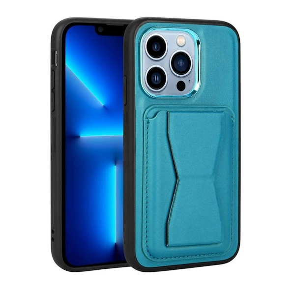 Moby Shop iPhone 13 Pro Max Kılıf Kartlıklı Standlı ​Pu Deri Dermo Kapak ürün görseli 1