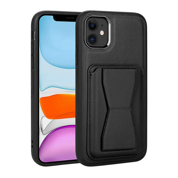Moby Shop iPhone 12 Kılıf Kartlıklı Standlı ​Pu Deri Dermo Kapak ürün görseli 1