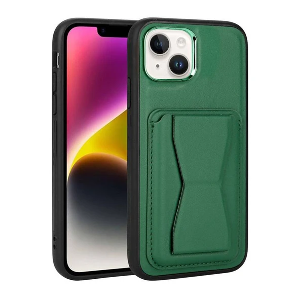 Moby Shop iPhone 14 Plus Kılıf Kartlıklı Standlı ​Pu Deri Dermo Kapak ürün görseli 1