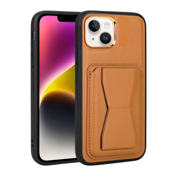 Moby Shop iPhone 14 Kılıf Kartlıklı Standlı ​Pu Deri Dermo Kapak ürün görseli 1
