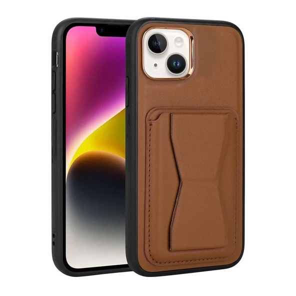 Moby Shop iPhone 14 Plus Kılıf Kartlıklı Standlı ​Pu Deri Dermo Kapak ürün görseli 1