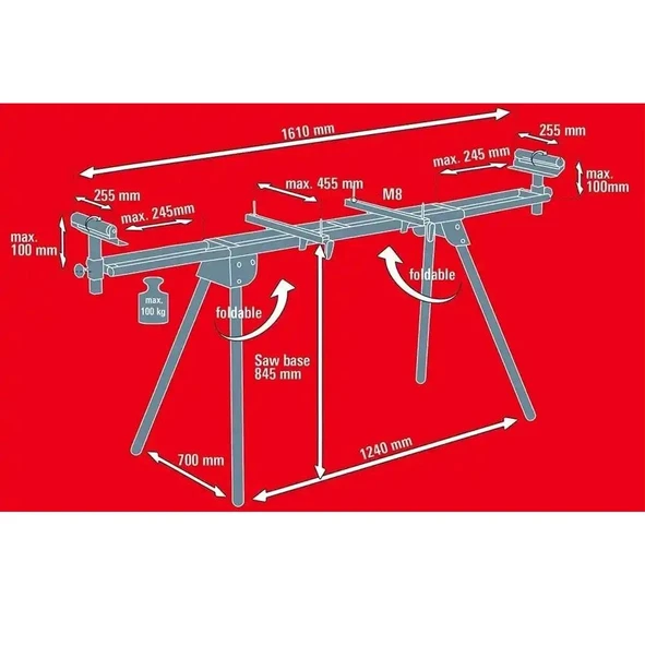 Einhell MSS 1610 Gönye Kesme Testere Tezgahı - Resim 6