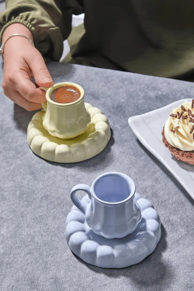 2 Kişilik Kahve Fincanı Takımı Seti - Modern Lüks Hediyelik Tasarım ürün görseli 1