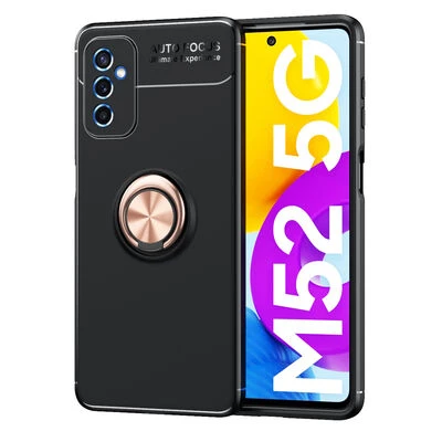 Moby Shop Samsung Galaxy M52 Ultra Koruma Sağlayan Stand Özellikli RingGuard Yüzüklü Silikon Kılıf ürün görseli 1