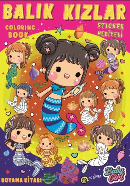 Balık Kızlar Boyama Kitabı Popsticker ürün görseli 1