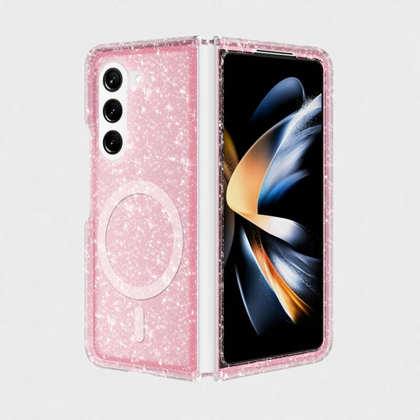Moby Shop Samsung Galaxy Z Fold 6 Kılıf Şeffaf Simli ve Magsafe Özellikli Şık Dazzle Premium Sert Silikon Kapak ürün görseli 1