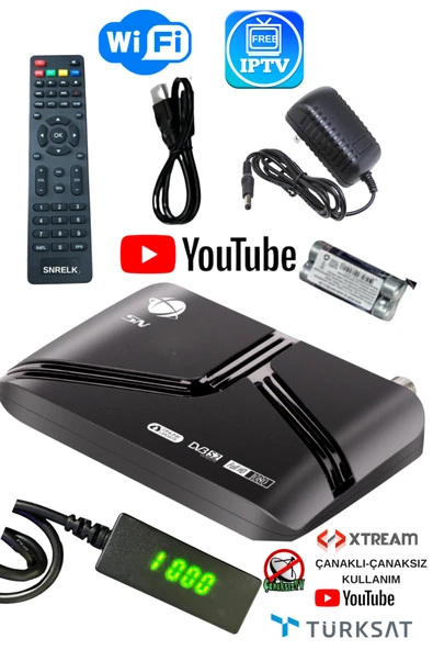SNRELK -SN  WİFİ DAHİL ÇANAKLI ÇANAKSIZ TV İZLEME  FULL HD FREE IP TV  UYDU ALICISI ürün görseli 1