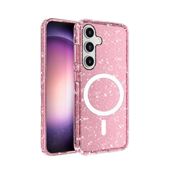 Moby Shop Samsung Galaxy S25 Plus Kılıf Şeffaf Simli ve Magsafe Özellikli Şık Dazzle Premium Sert Silikon Kapak ürün görseli 1