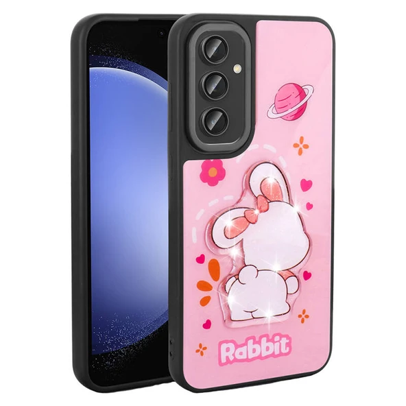 Moby Shop Galaxy A14 Kılıf Parlak Simli Ve Şirin Hayvan Figürlü Whimsy Premium Silikon Kapak ürün görseli 1