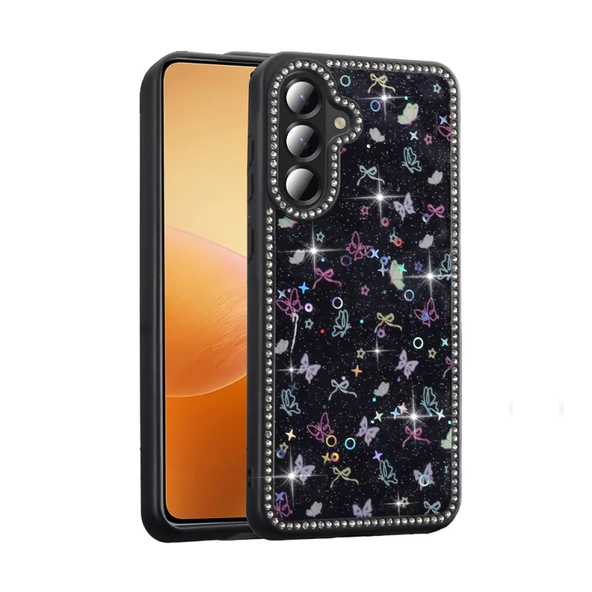 Moby Shop Samsung Galaxy A56 Kılıf Figürlü Kenarları Taşlı ve Simli Loco Premium Kapak ürün görseli 1